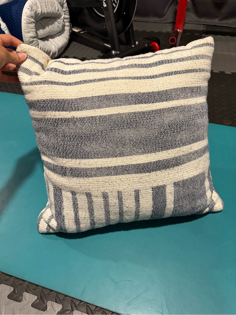 Mainstays Navy and White Striped Textured Accent Pillow